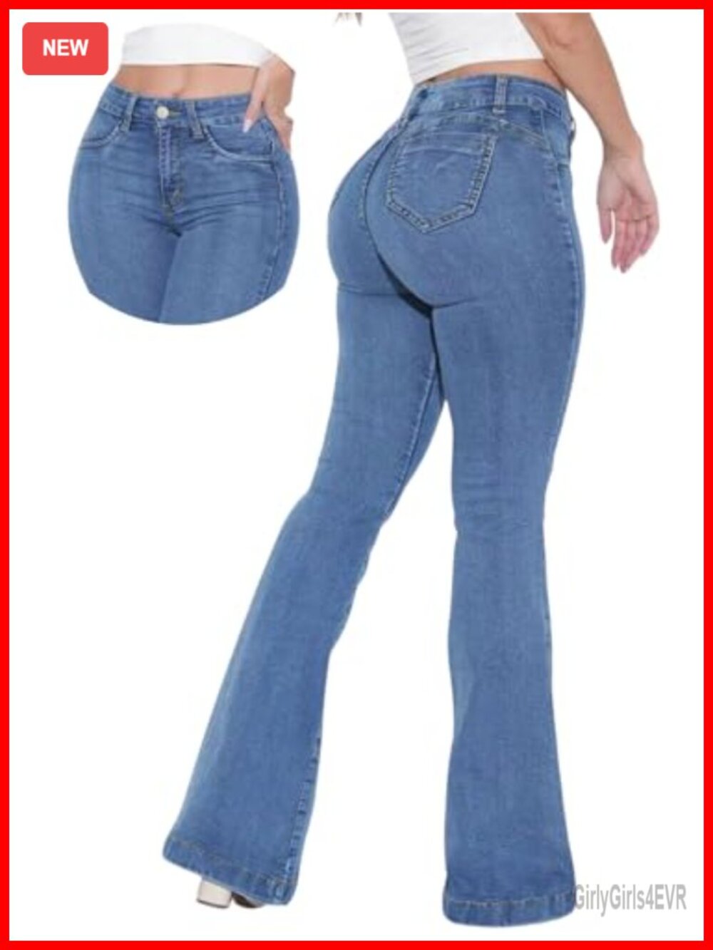 Butt Lifting Flare Jeans High Waist Stretchy Bootcut Bell Bottom Wide Leg Denim